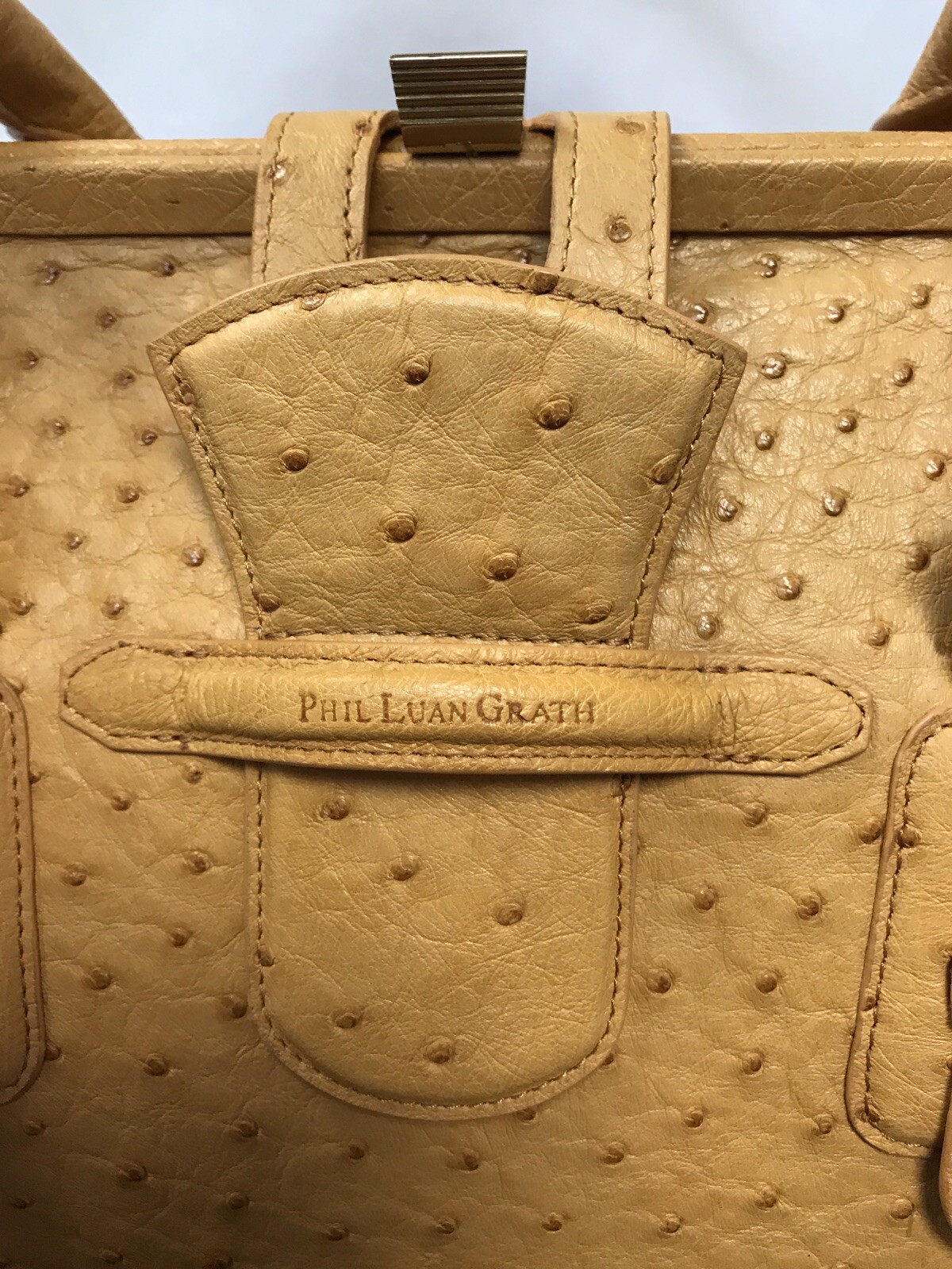 Phil Luan Grath Butterscotch Ostrich Handbag Nwot