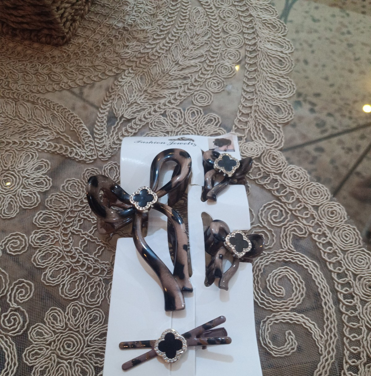 4PCS Women Hair Claw Clips Barrettes Hair Accessories Set Rhinestone Flower Brow