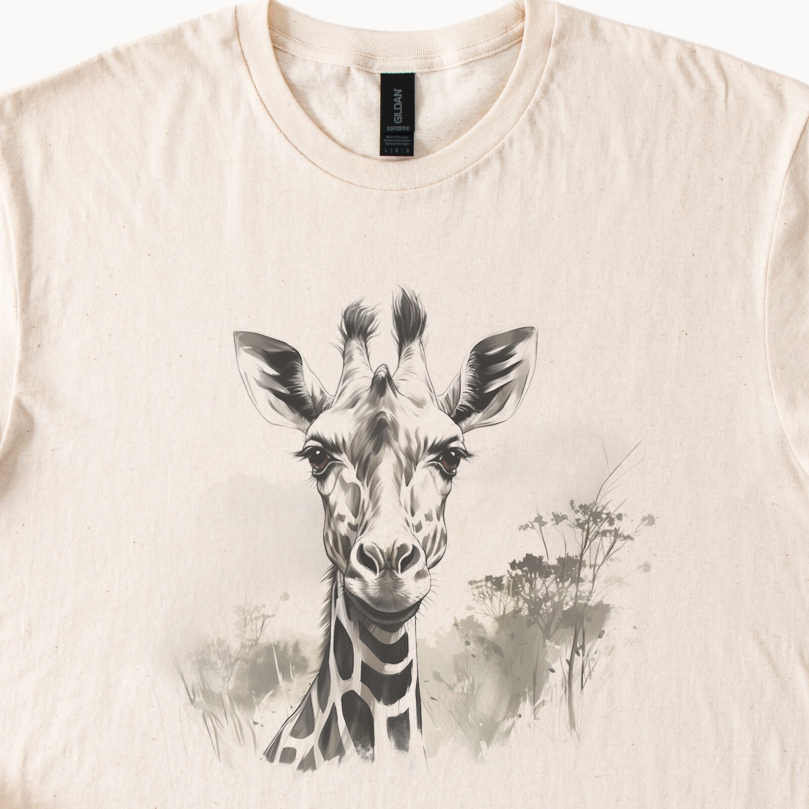 Giraffe Safari Graphic Shirt Realistic Wildlife Animal Print Nature Tee