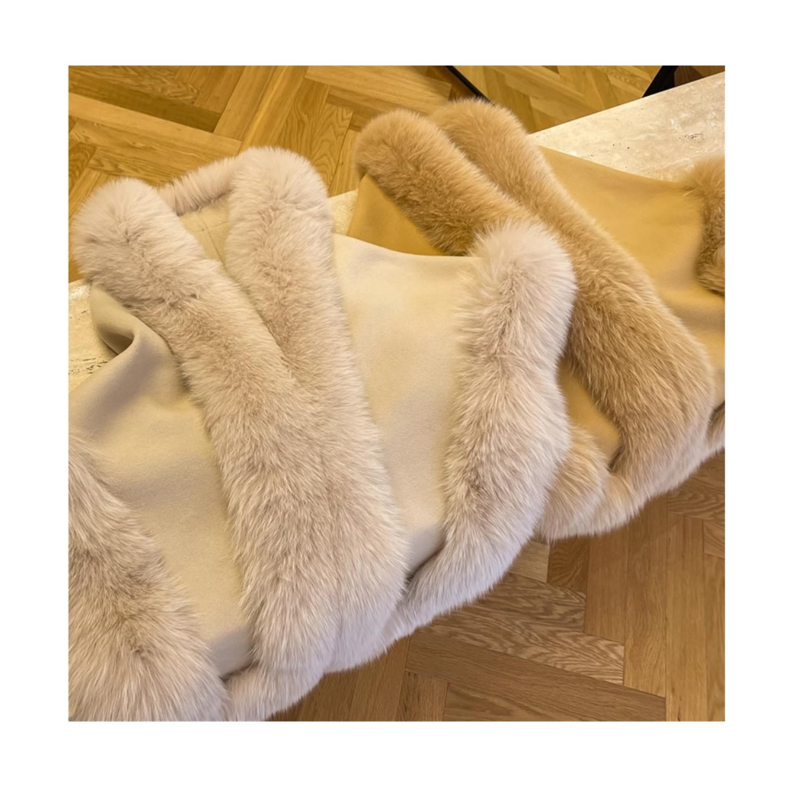 CAPE-Soft Warm Cashmere Pashmina Wool Shawl For Women’s Real Fox Fur Trimmed …