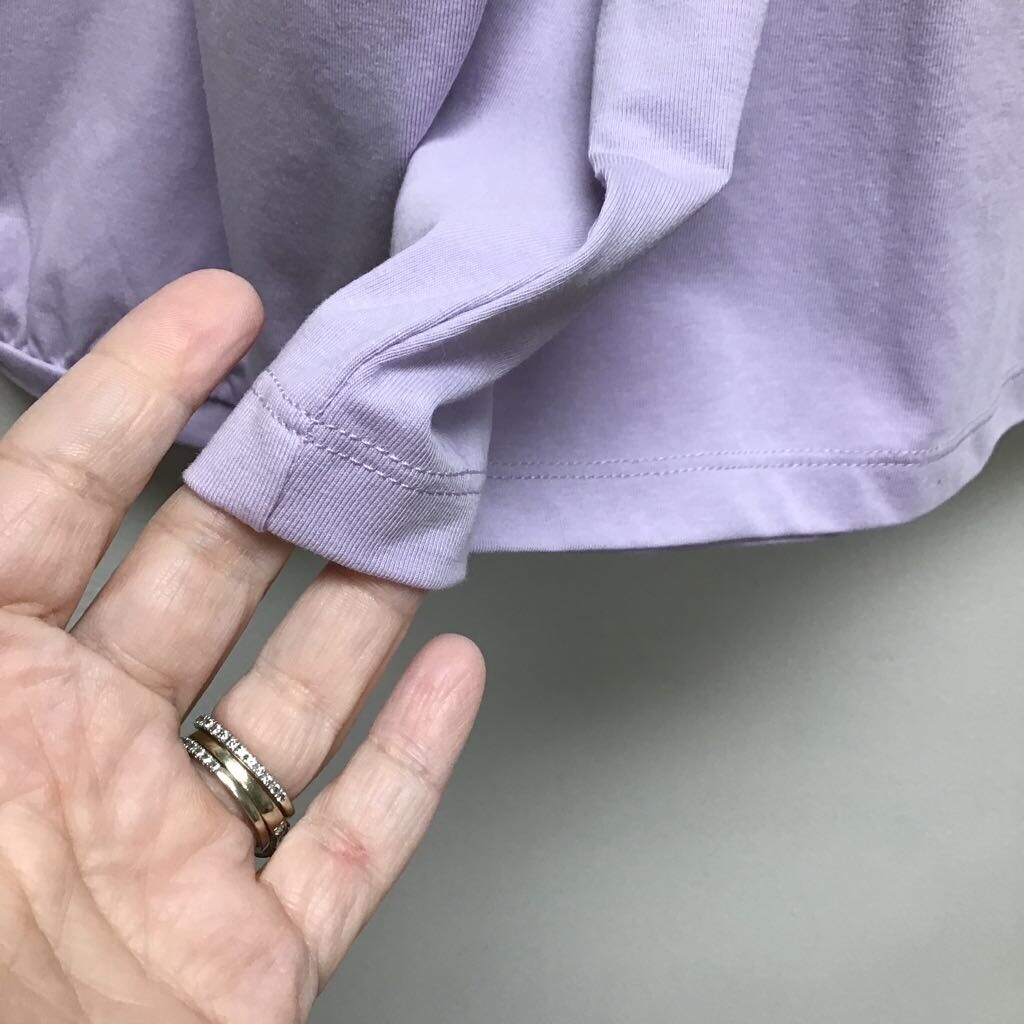 Madewell Womens Crop Crepe Drop Shoulder T-Shirt Purple Oversize Crew Neck M New