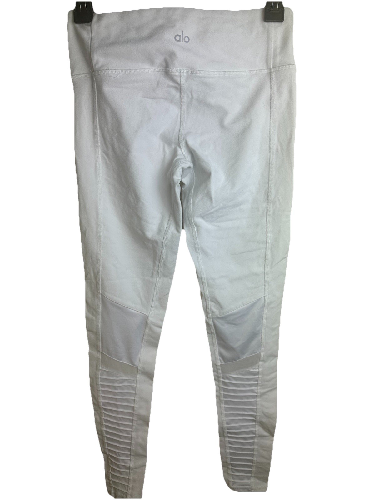 ALO Leggings Small Yoga White Moto High Waist Seamed 81% Nylon/19% Spandex #550