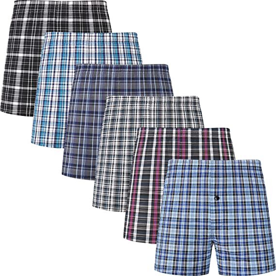 3-12 Pcs For Mens Boxer Shorts Underwear Trunk Plaid Classic Cotton Size M-2XL