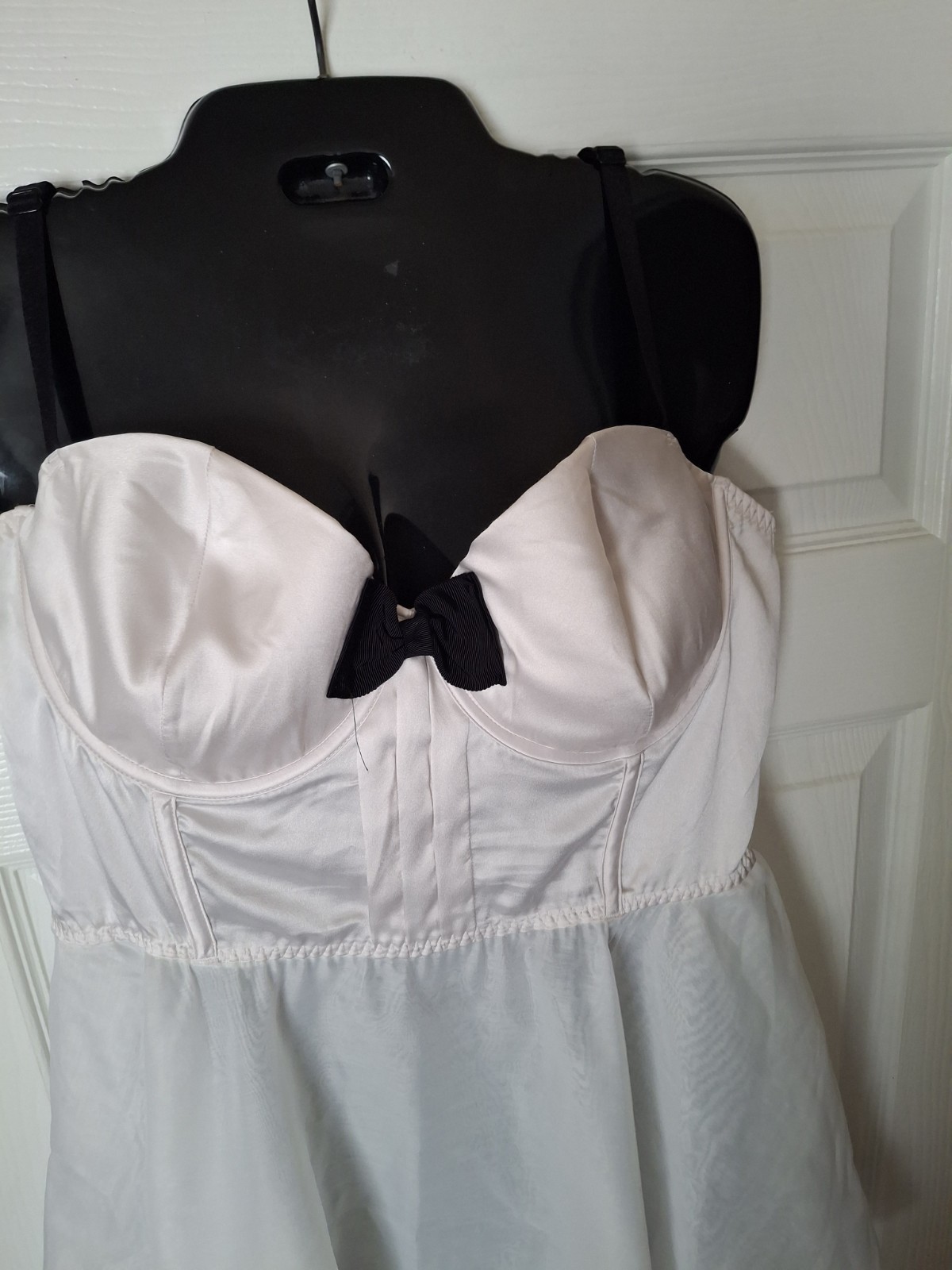 Victoria’s Secret Silk Tuxedo Babydoll Slip Dress XL Sheer Coquette Balletcore