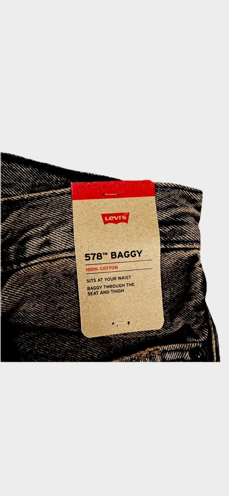 Levi’s 578 Mens Baggy Tapered Black Gray Denim Jeans All Sizes A4750-0029 Nwt