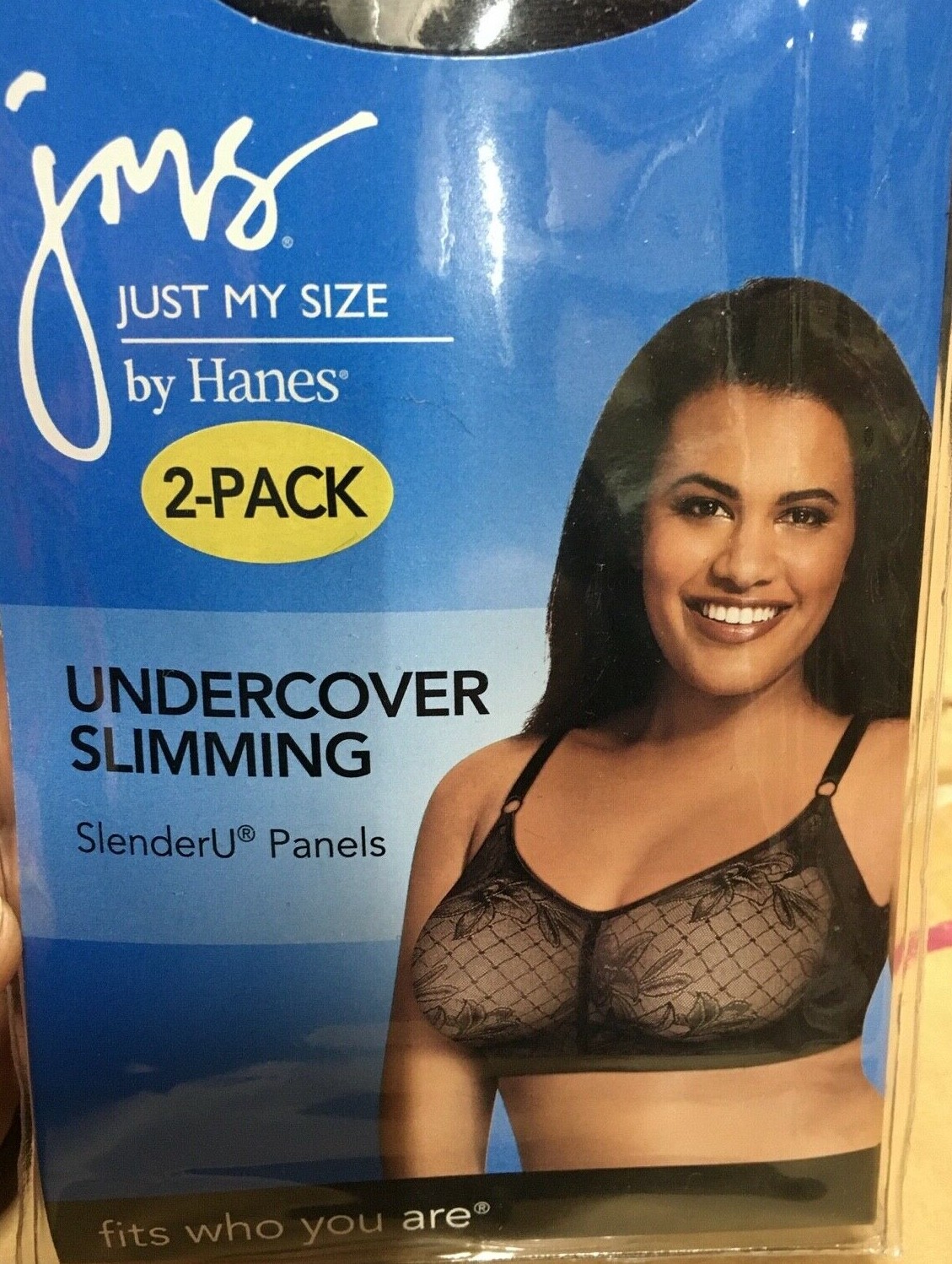 Just My Size Undercover Slimming Wire free Bra 2 Pack Black/Nude Size 38D – 50DD