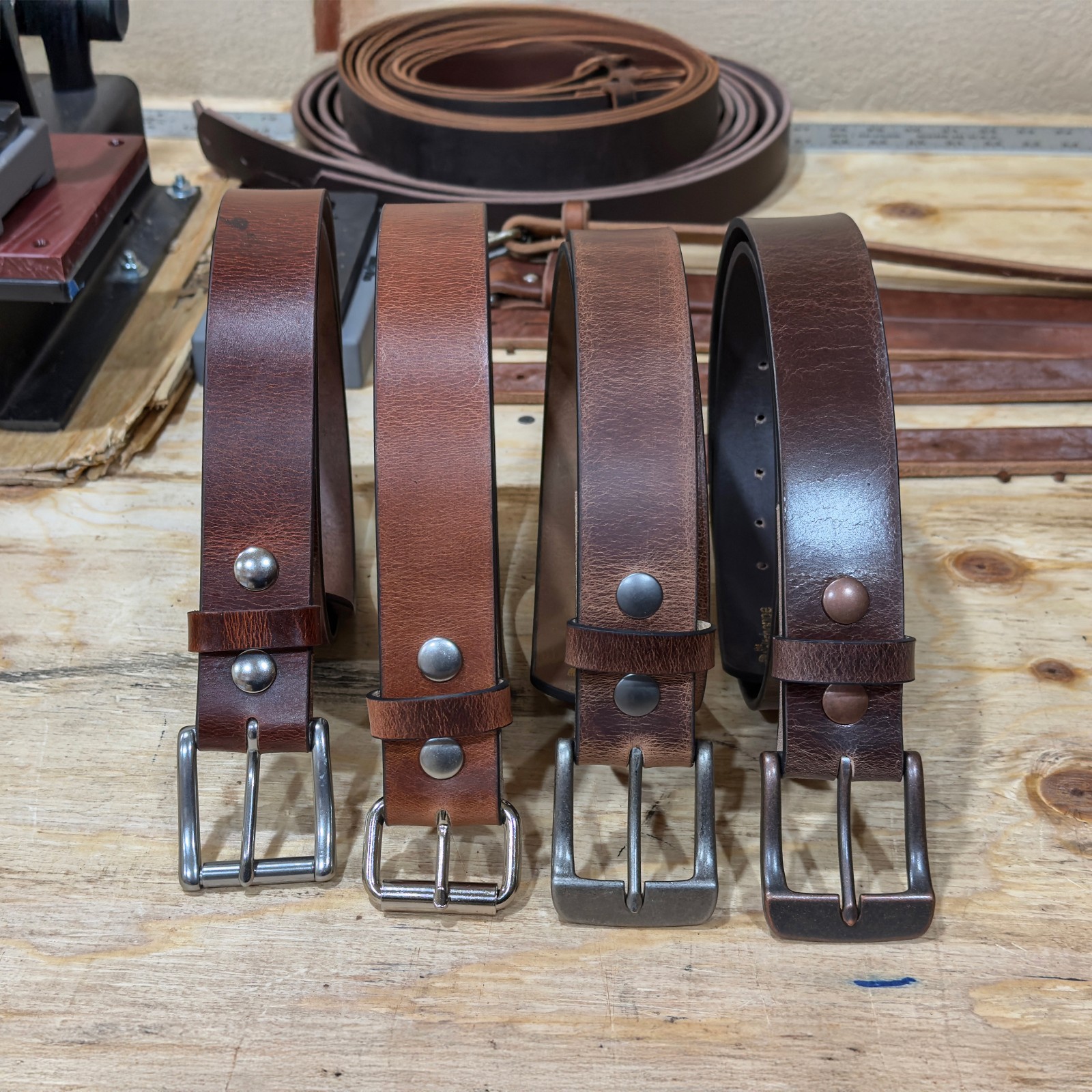 Men’s Full Grain Buffalo Leather Belt – Handmade USA, Casual Work, 1.5″ Wide