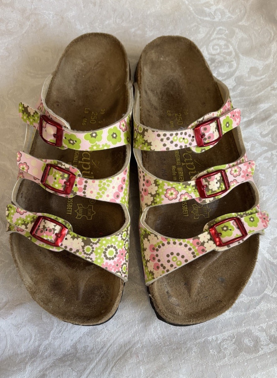 Birkenstock 39 Papillio Sandals Womens 8 Floral Florida Slides Germany