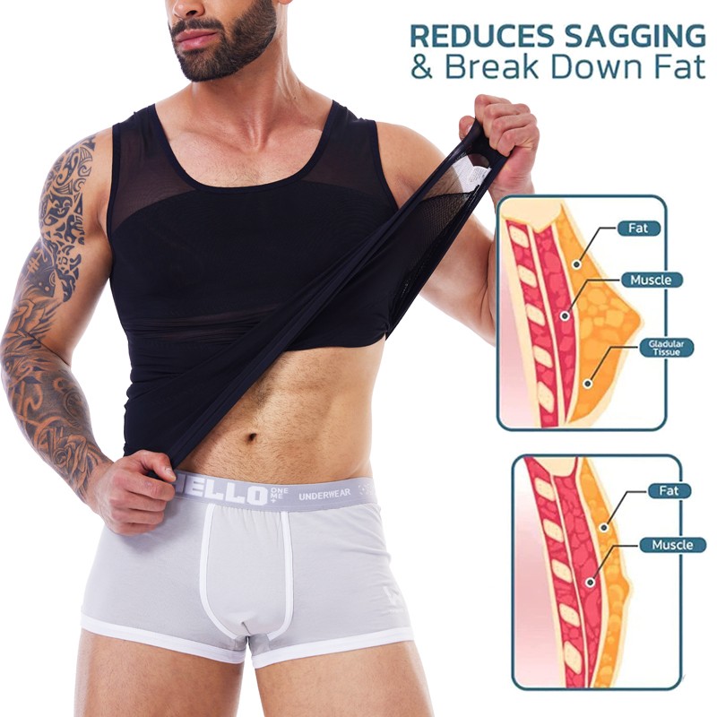 Men Slimming Body Shaper Tank Top Abdomen Gynomastica Compression Vest Shirt Gym