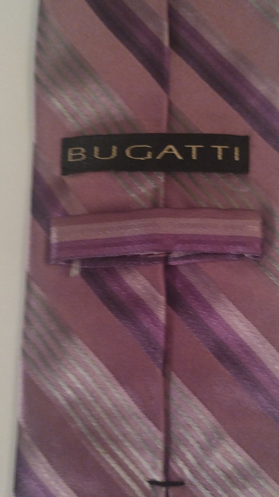 Bugatti Men’s Purple Lavender/Gray Striped Silk Tie Necktie – Lavender/ Gray