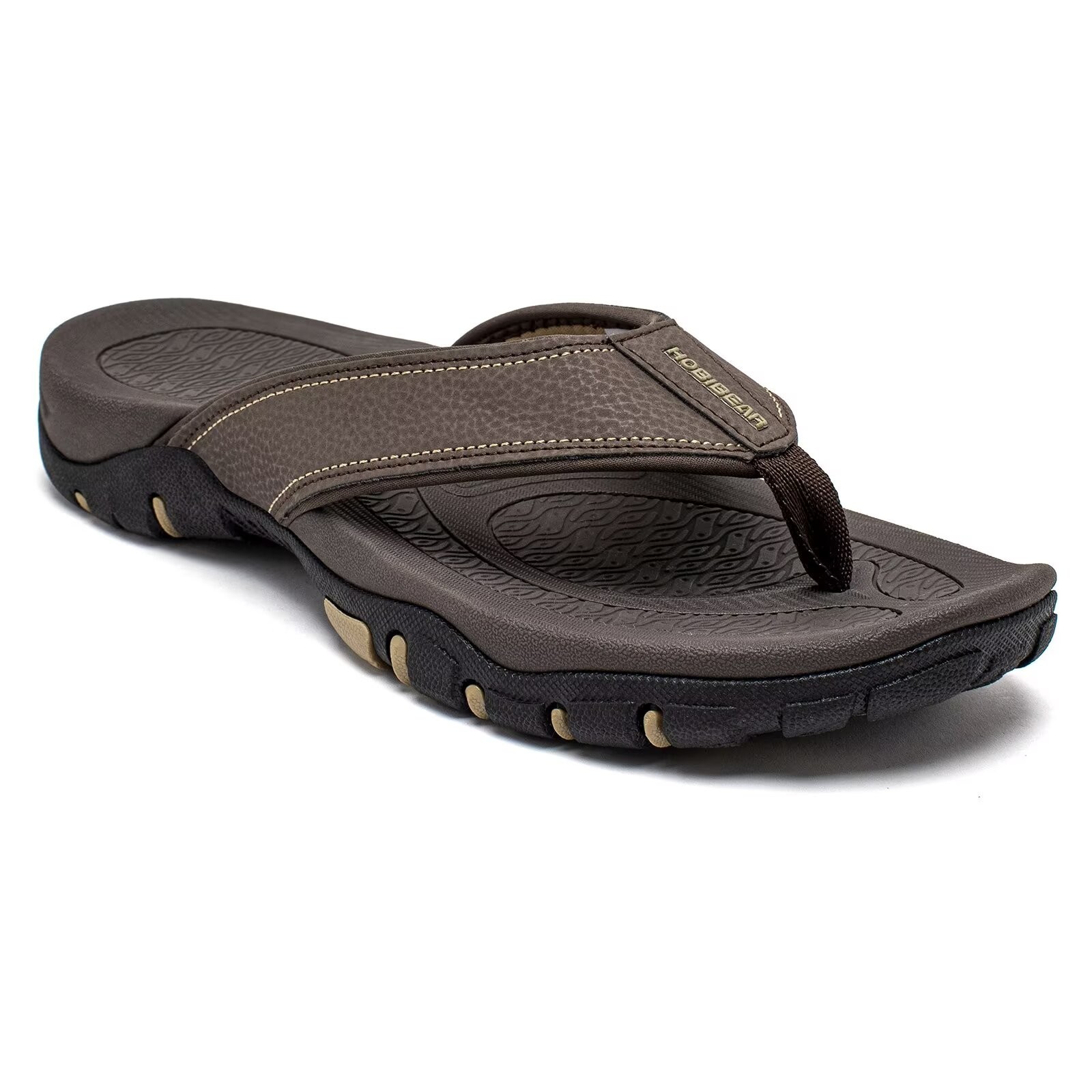 HOBIBEAR Mens Thong Sandals Arch Support Indoor Outdoor Beach Flip Flop Brown 81