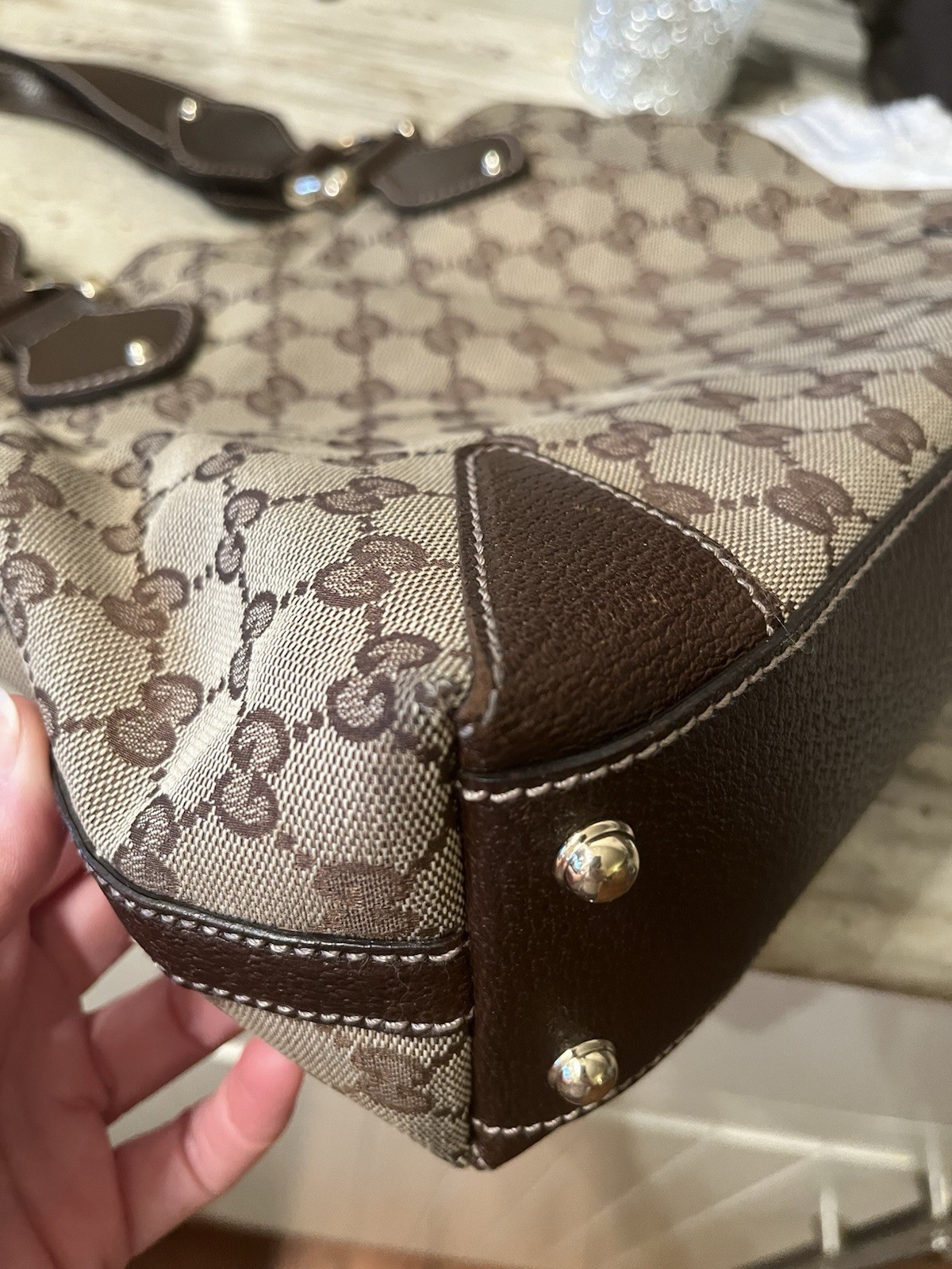 Authentic Small Gucci Canvas Abbey Tote