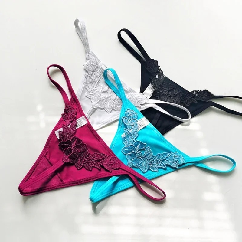 Womens Sexy G-string Thong T-back Panties High Cut Floral Lingeries