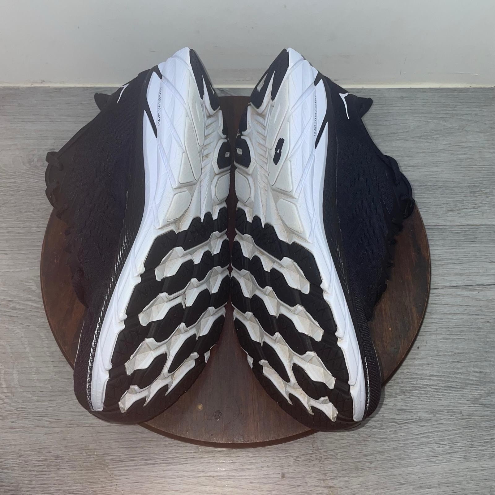 Hoka One One Clifton 8 Men’s 12.5 Black White Athletic Running Shoes Sneakers
