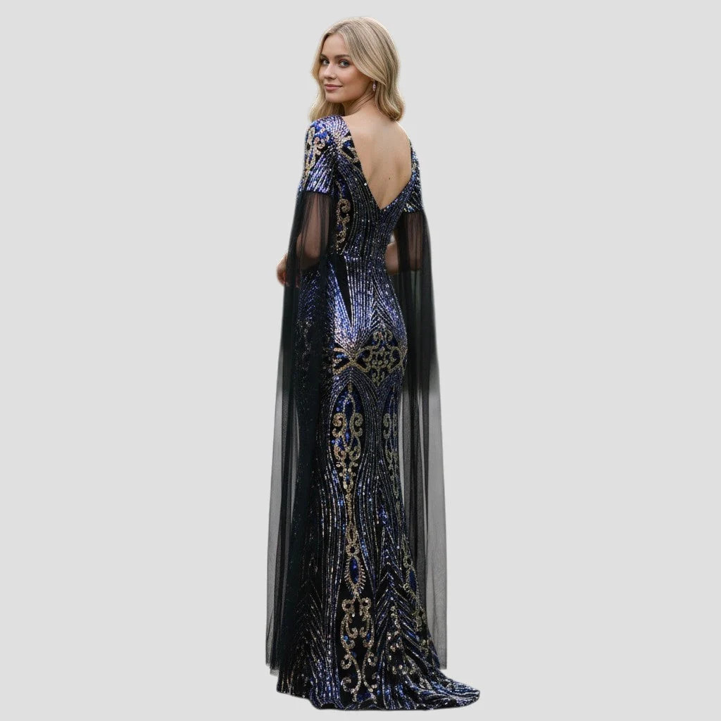 Celestial Glamour: Evening Gown with Mystical Flow
