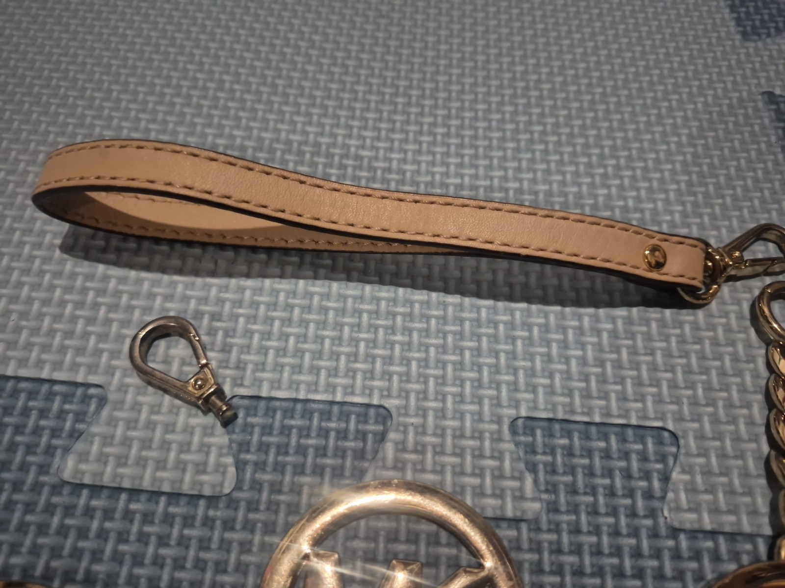 michael kors lot of 5 replacement Parts Hang Tags Key Chain Gold And Tan