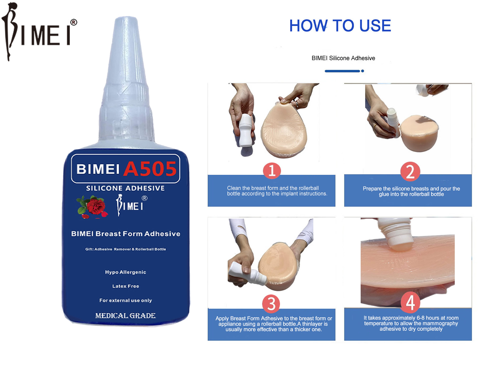 BIMEI Breast Form Adhesive Glue Strength to go Braless Silicone Adhesive Remover