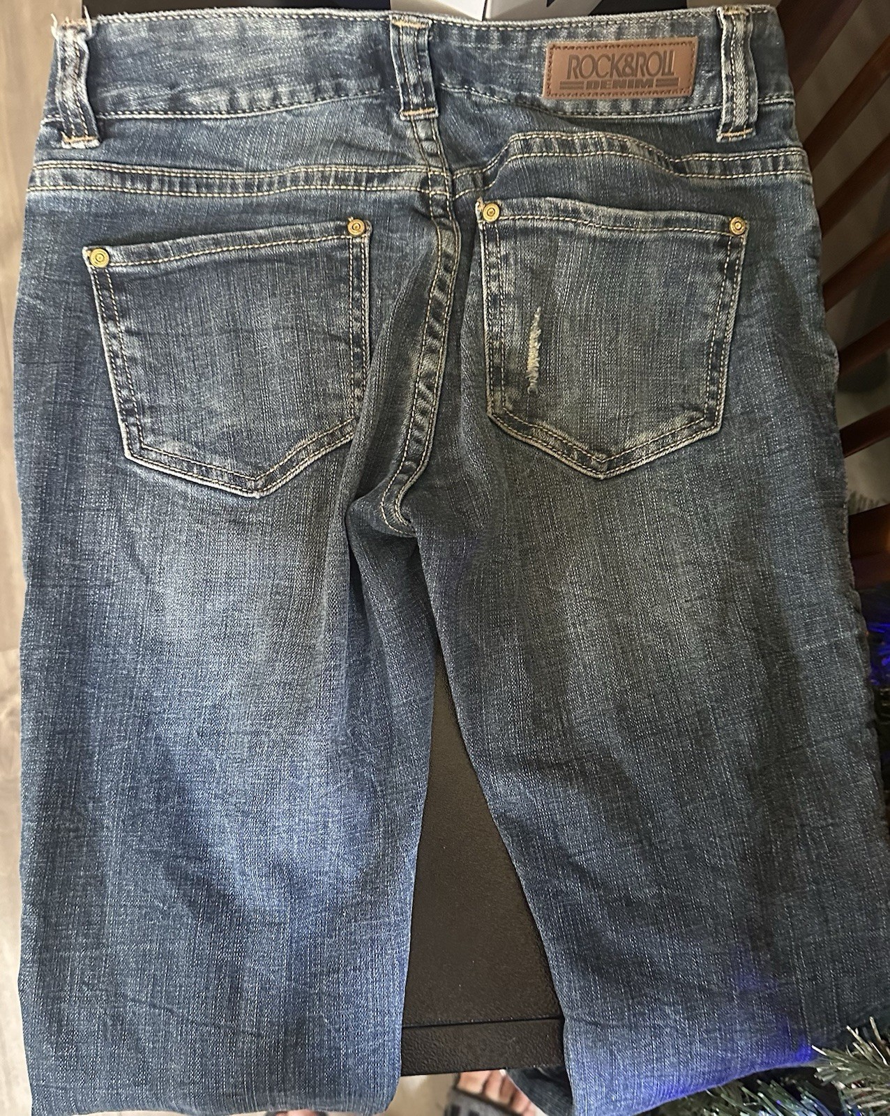 Rock & Roll Cowgirl Rock & Roll Denim Slim Straight Distressed Jeans Blue