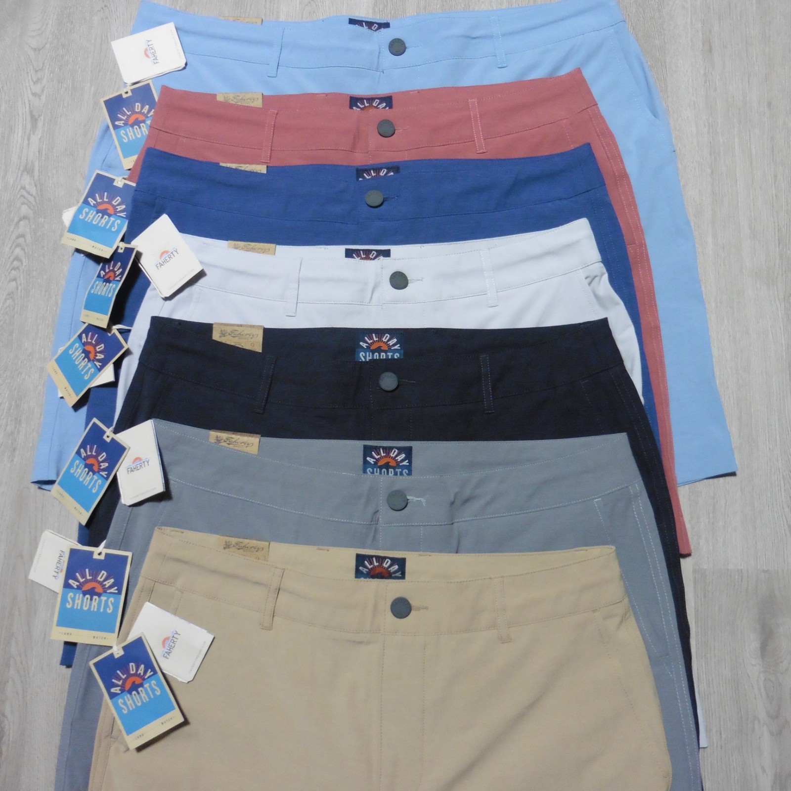 FAHERTY Mens ALL DAY SHORTS 2.0 PERFORMANCE GOLF 9″ BELT LOOP & HYBRID BELTLESS
