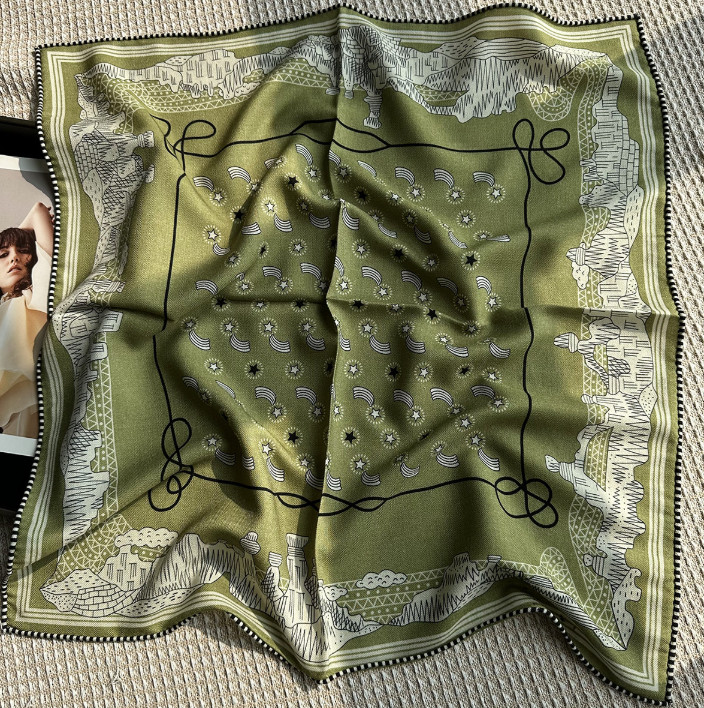 70% Cashmere 30% Silk Scarf Bandana 65X65cm Neckerchief Shawl cas2ew Print w2