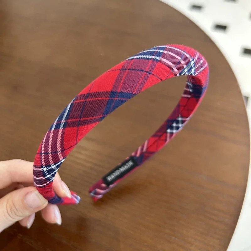 1/2/3pcs Spring Summer Women Solid Color Head Hoop Princess Girls Sweet Plaid Cl