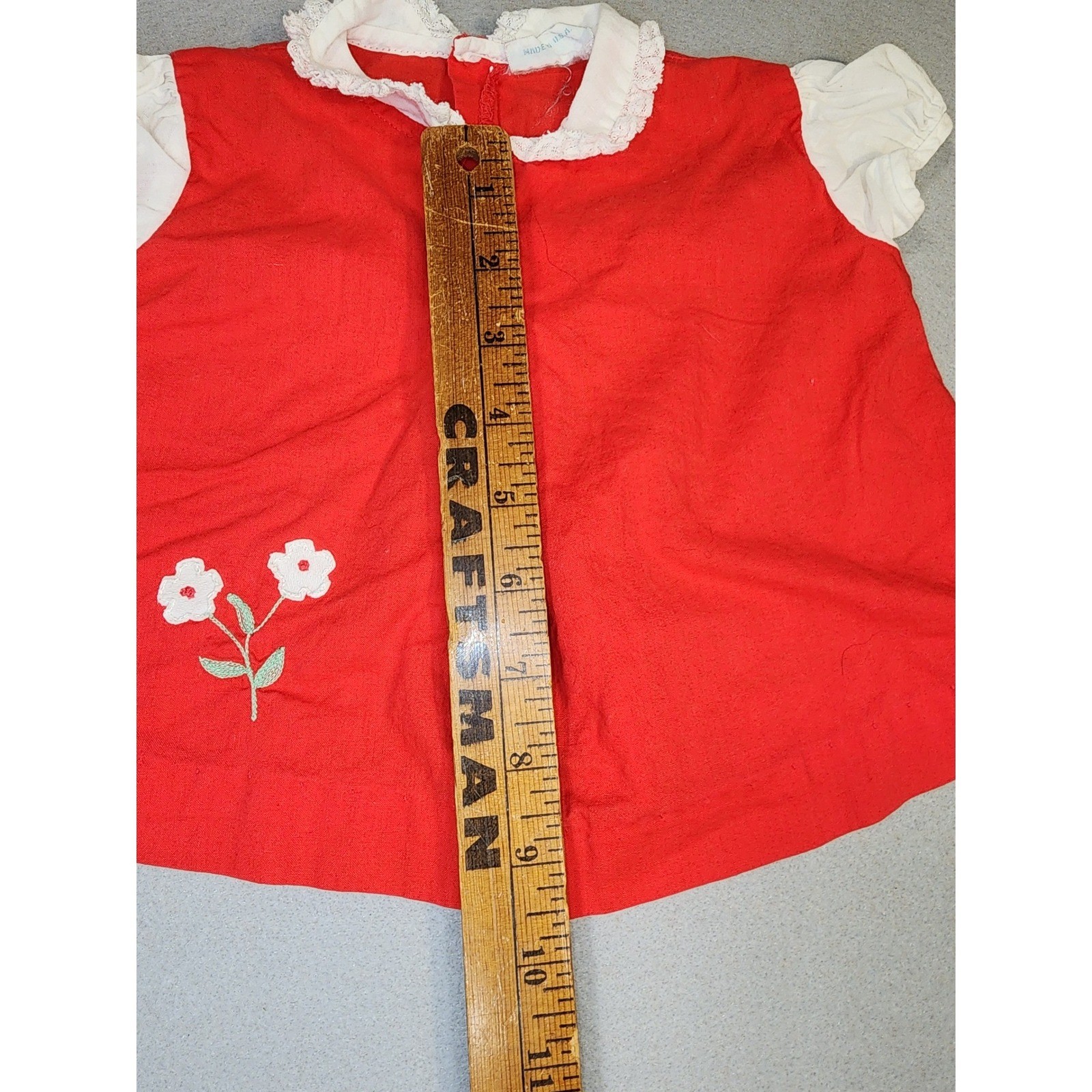 Nannette Vintage Dress Set Baby Red Excellent Floral Lace Peter Pan Collar