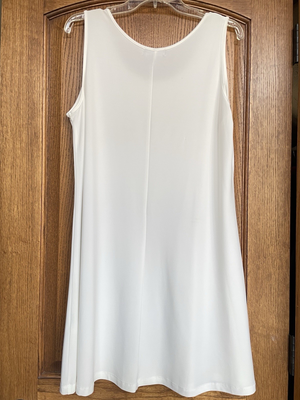 Sun Kim Tank Dress Tunic XL White A Line Sleeveless Scoop Neck Polyester Spandex