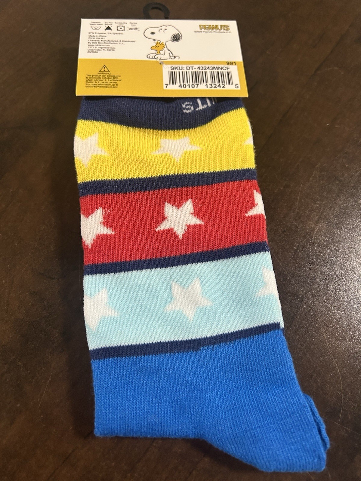 Peanuts Flying Ace Snoopy Crew Socks Mens Shoe Size 6-12 Blue Cartoon Novelty