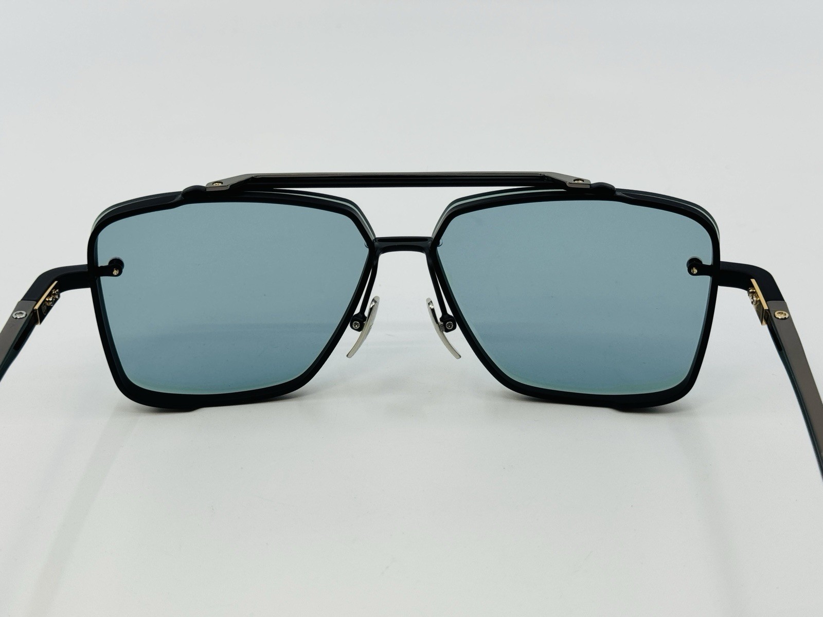 Dita Mach Six DTS121-62 Titanium Black Metal Frame Green Blue Lens Sunglasses