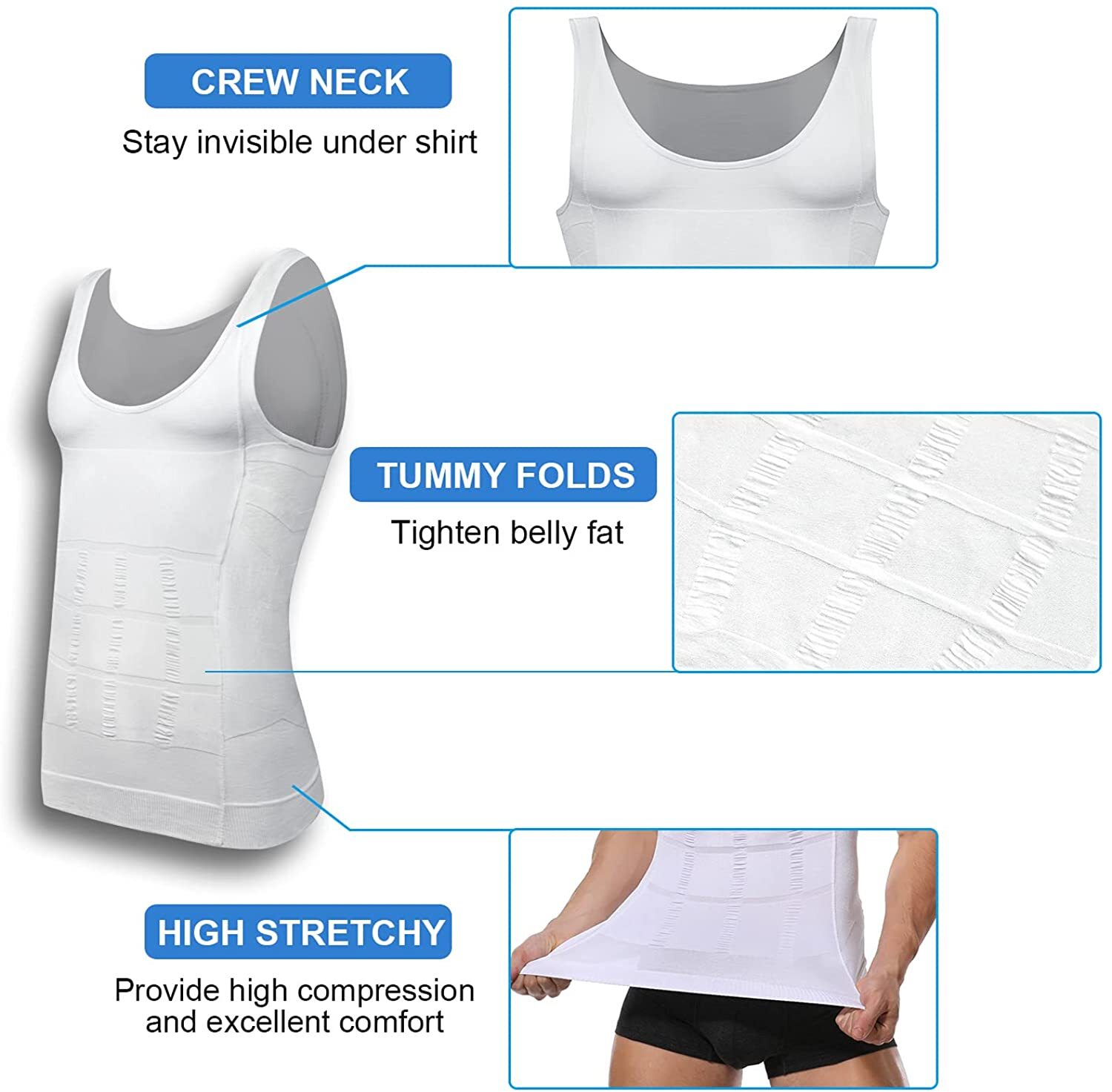 Fajas Para Hombres Faja Reductora De Hombre Mens Body Shaper Abdomen Control Top