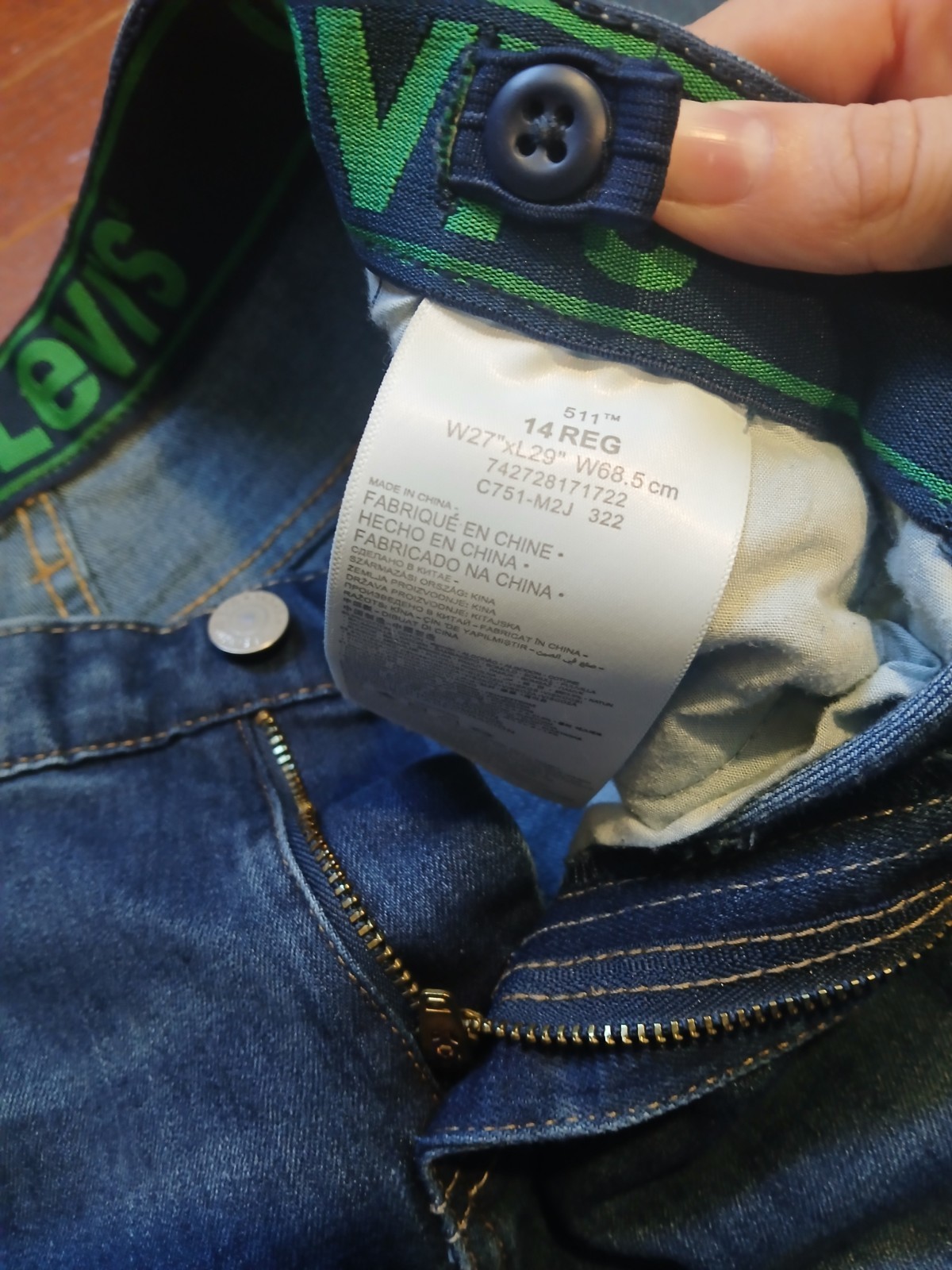 Levi’s 511 27×29 (14 Reg) Slim Fit Zip Fly & Button Closure Denim Jeans Casual