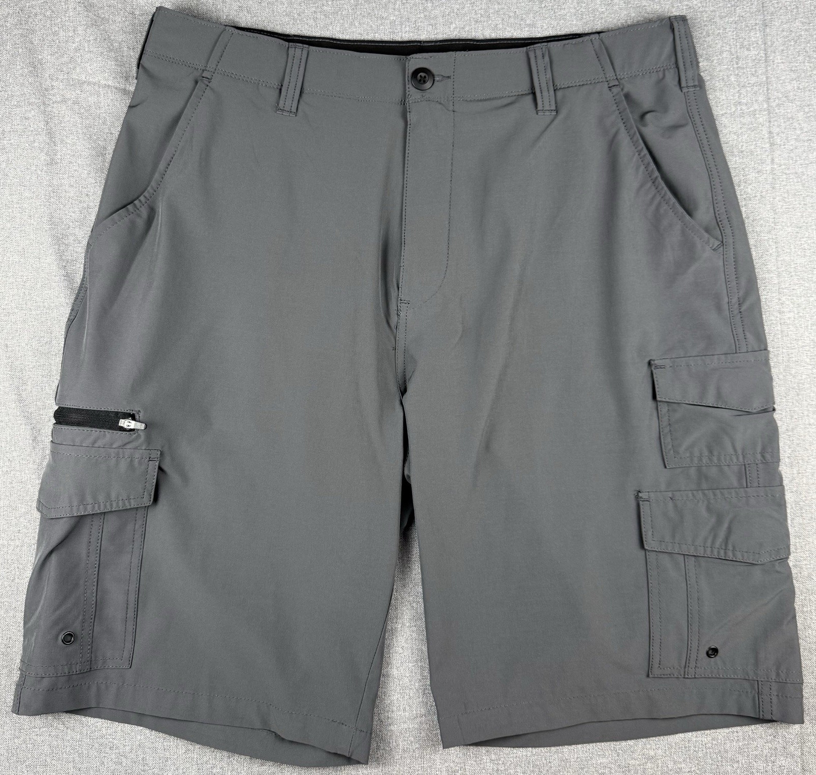 Iron Co Men’s Gray Cargo Shorts Size 36 Performance Stretch Outdoor Hiking