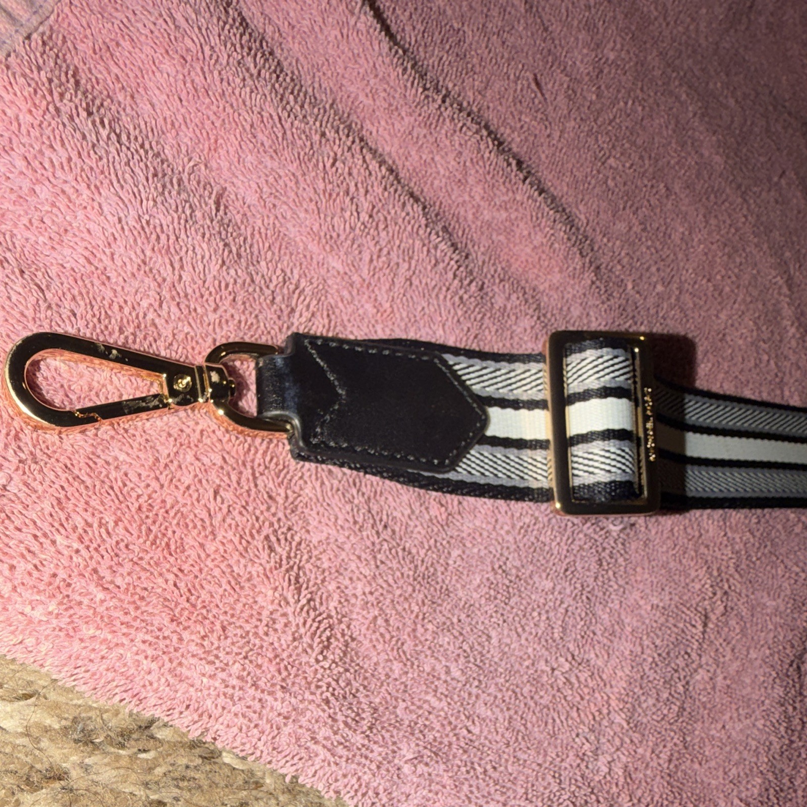 Adjustable Detachable Black & White Striped Handbag Strap, Women’s Buckle