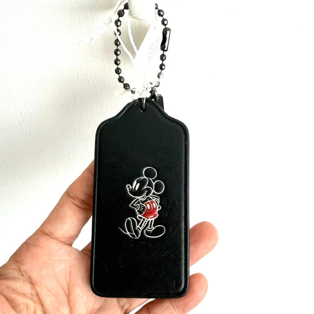 NWT Coach x Disney Mickey Mouse Leather Hangtag Charm 59153 Chalk Black Yellow