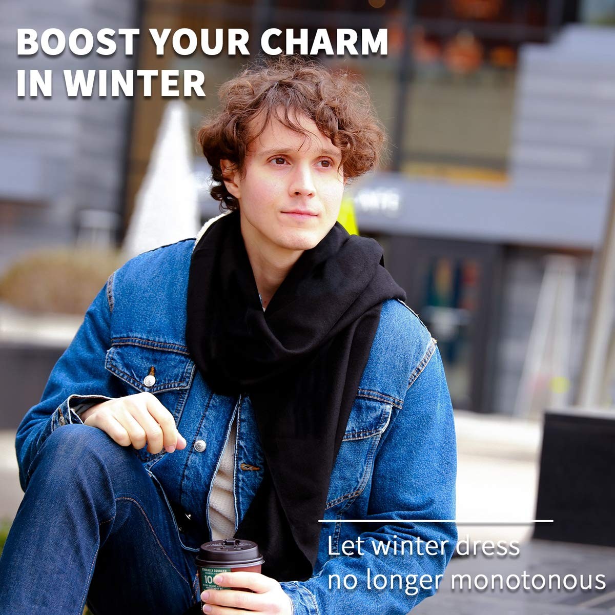 Mens Winter Scarf Long Soft Warm Cashmere Feel Scarves for Cold Weather