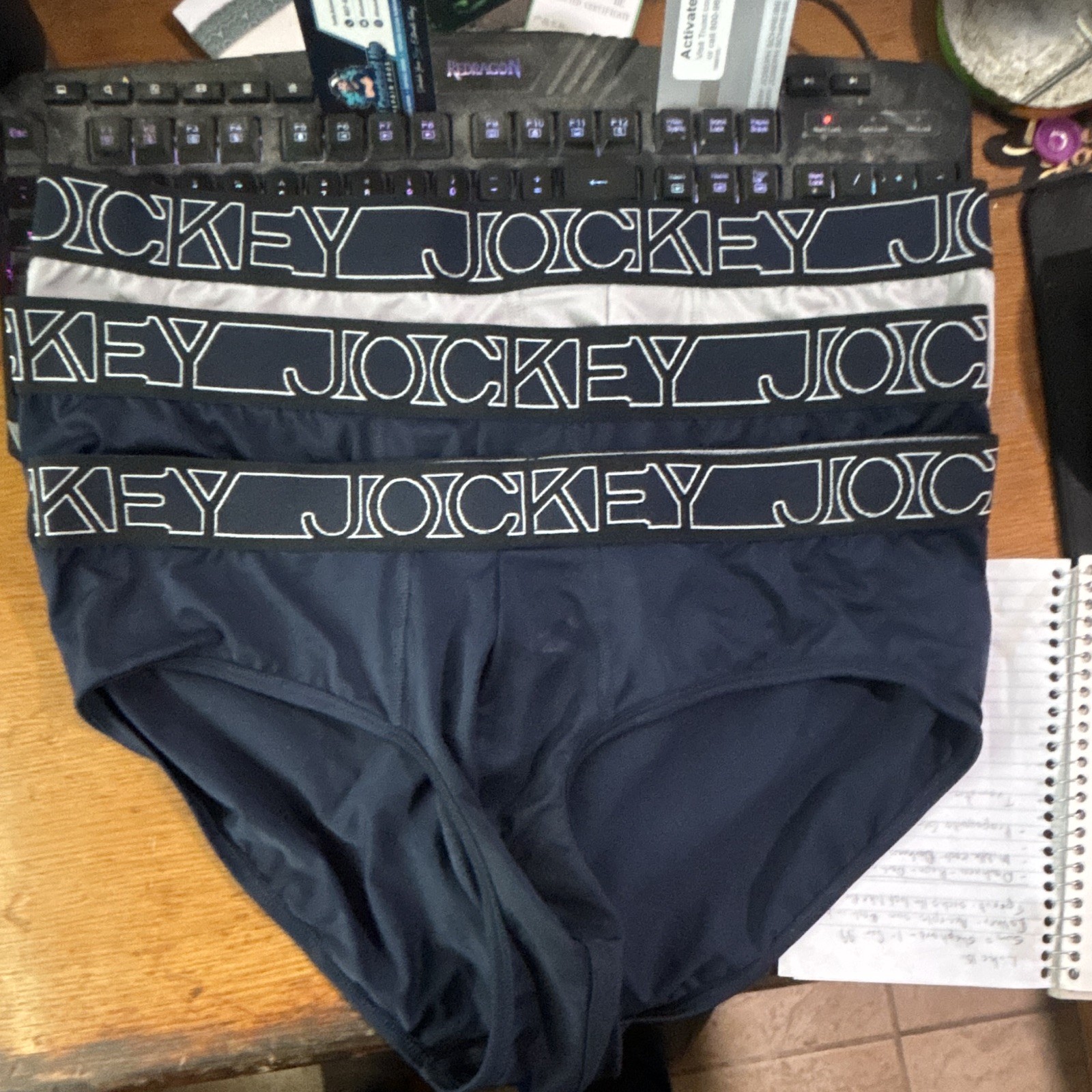 Jockey Active Micro Brief 3-Pack Microfiber Stretch Briefs XL Multicolor Logo