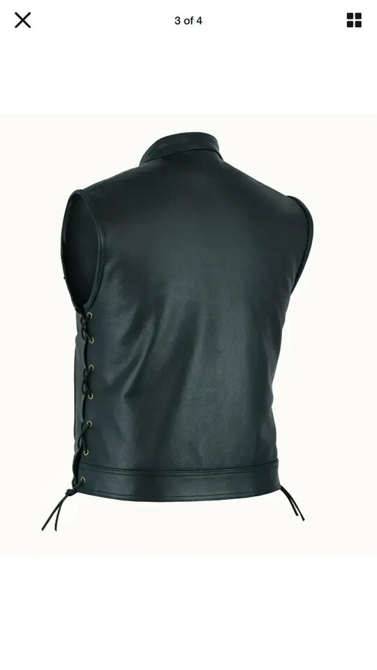 SOA Men’s Leather Vest Anarchy Motorcycle Biker Club Concealed Carry Outlaws