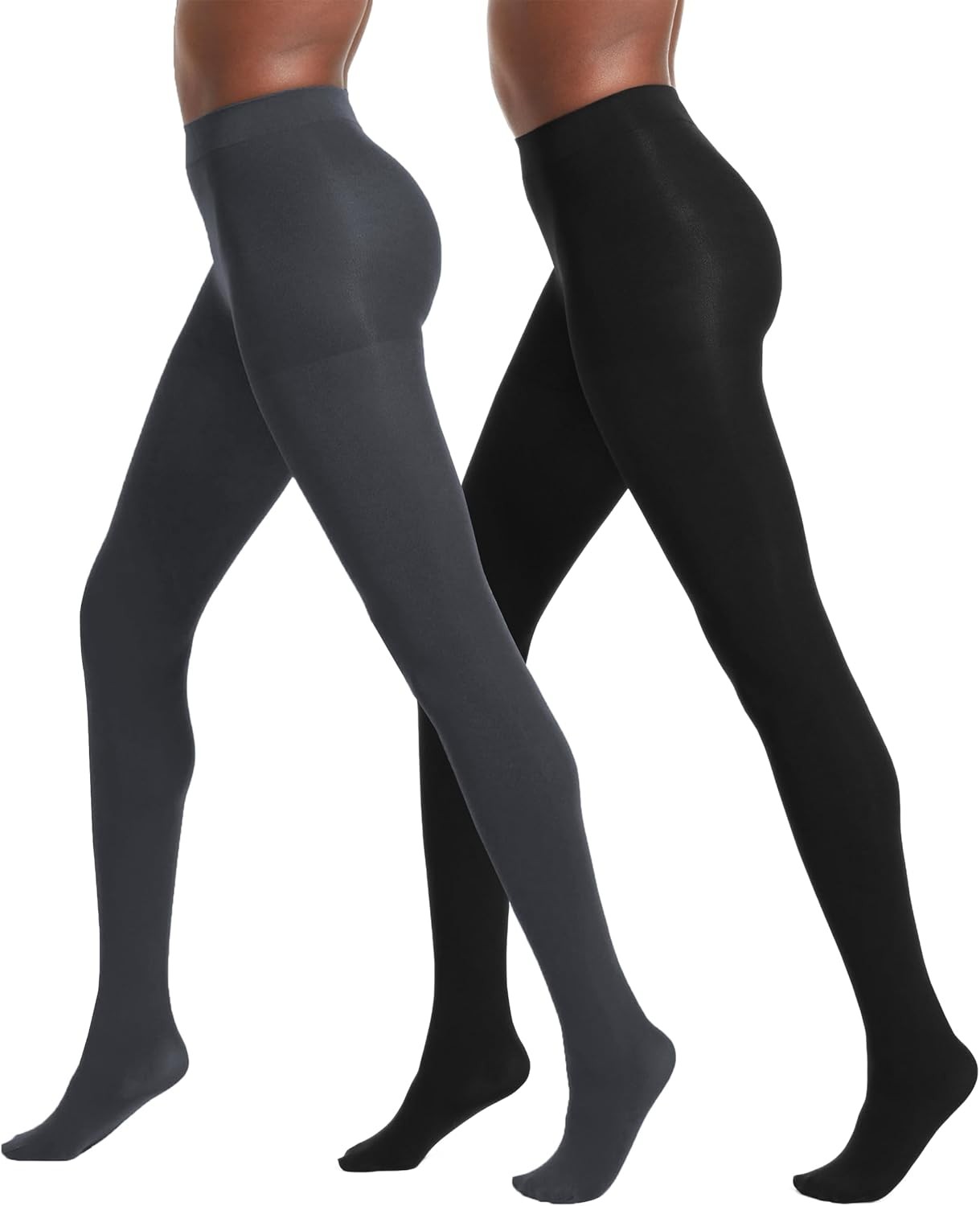 Women’s Control Top Tights Super Opaque 90 Denier Shaping Pantyhose 2 Pack