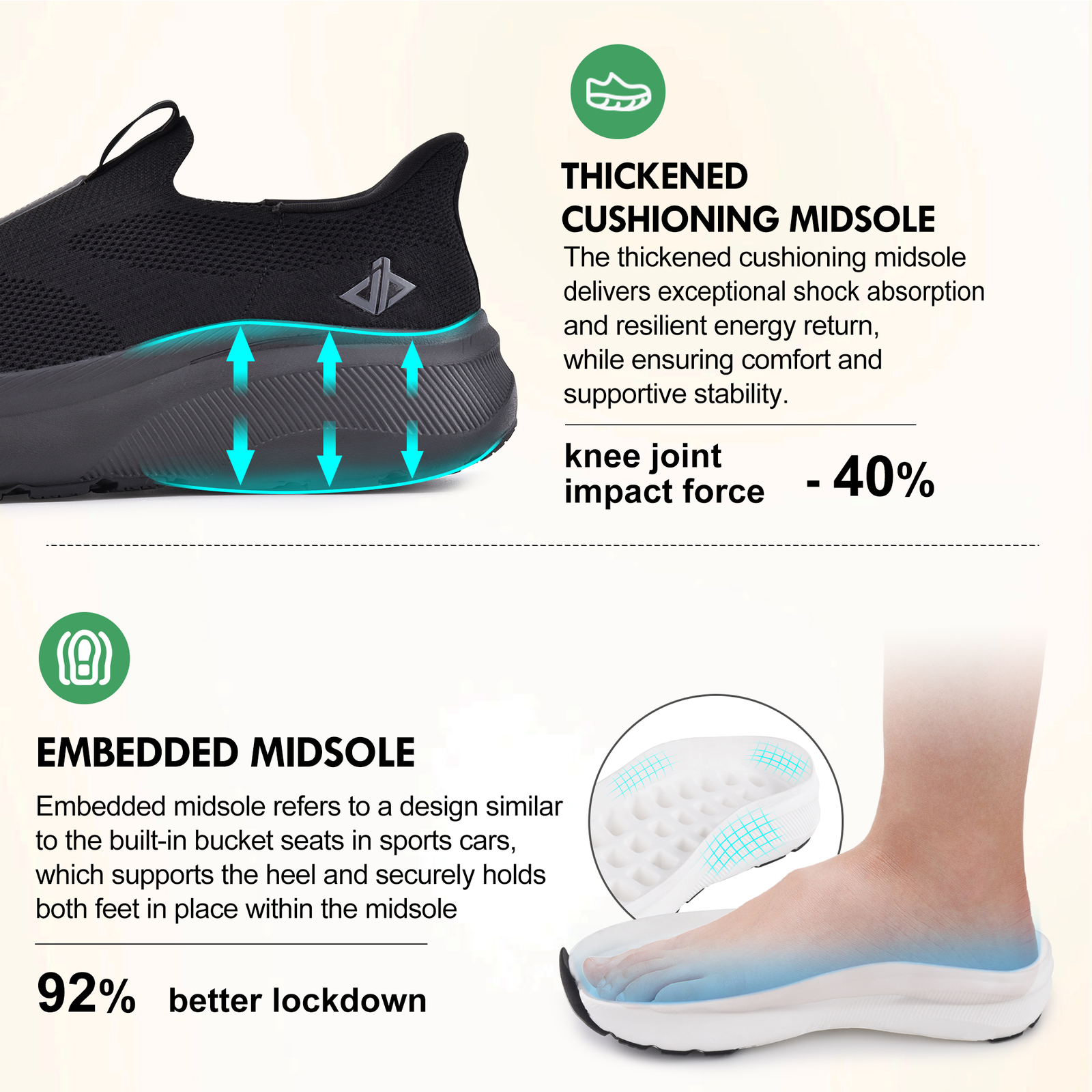 Mens Hands Free Slip On Walking Athletic Slip In Sneakers Shoes Lightweight