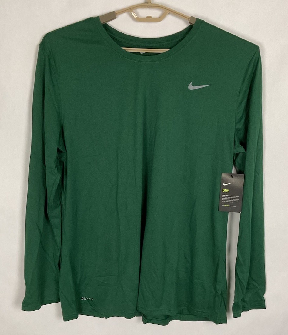Nike Womens Nike TShirt Green Dri Fit Long Sleeve Sz XXL 48×28” New