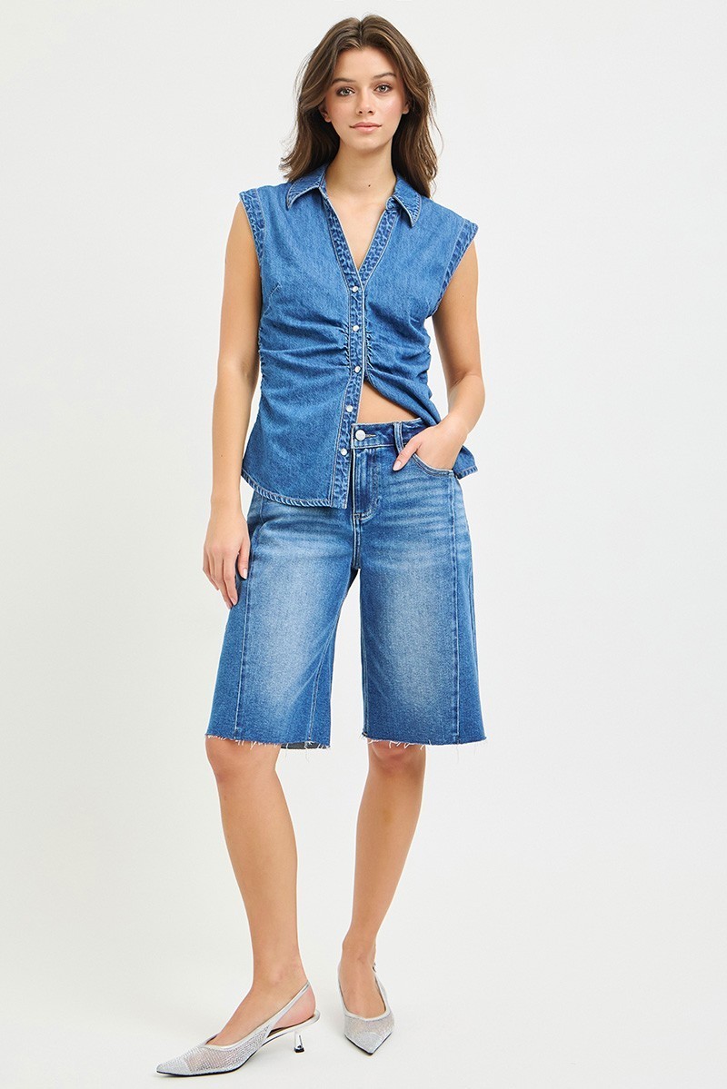 Best Price!!! – RISEN Raw Hem Slouchy Seamed Jorts – Free Shipping