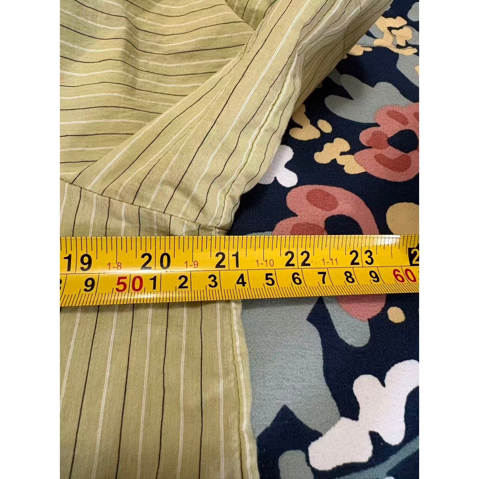 Women Blouse Green White Striped Peter Pan Collar Short Sleeve Retro Medium