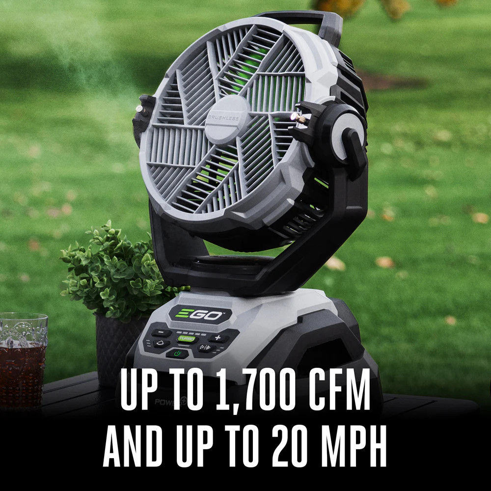 EGO 10-in High Velocity Indoor/Outdoor Oscillating Misting Jobsite Fan, Ba|16290