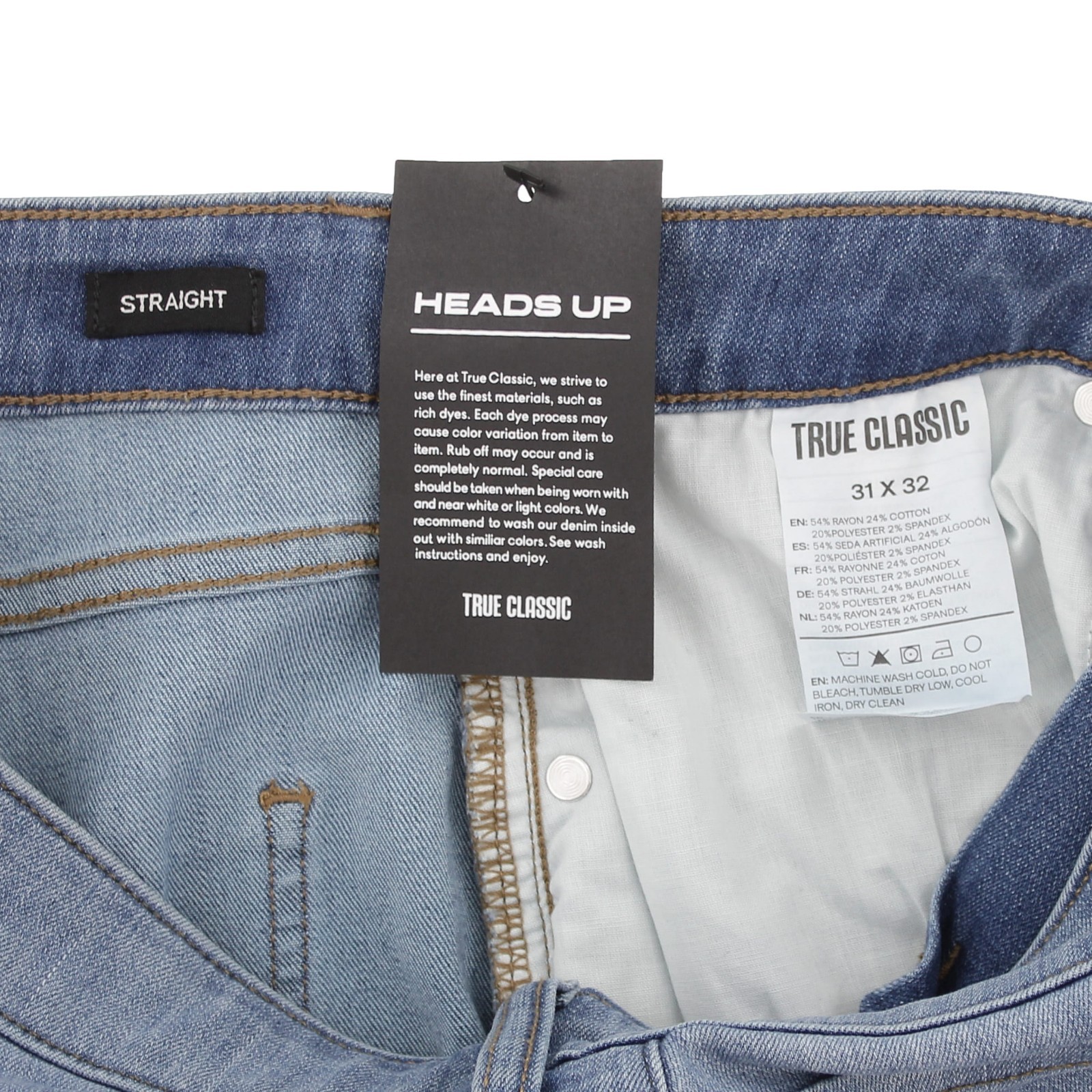 True Classic Denim Jeans, Men’s High Stretch Staight Fit Pants, 5 Pocket Design