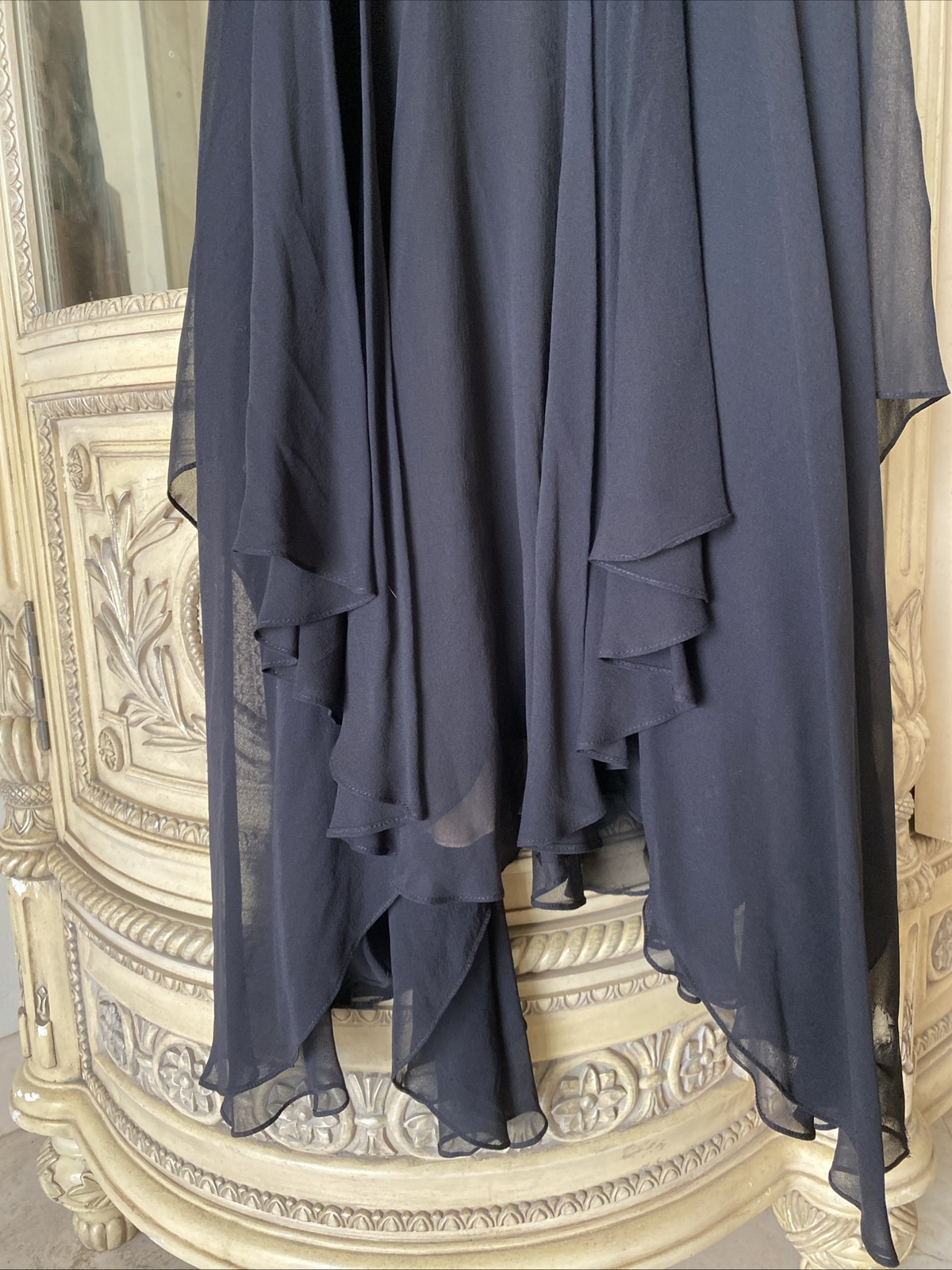 Y2K BCBG Grunge Fairycore Black Satin & Silk Ruched Handkerchief Dress SZ 6