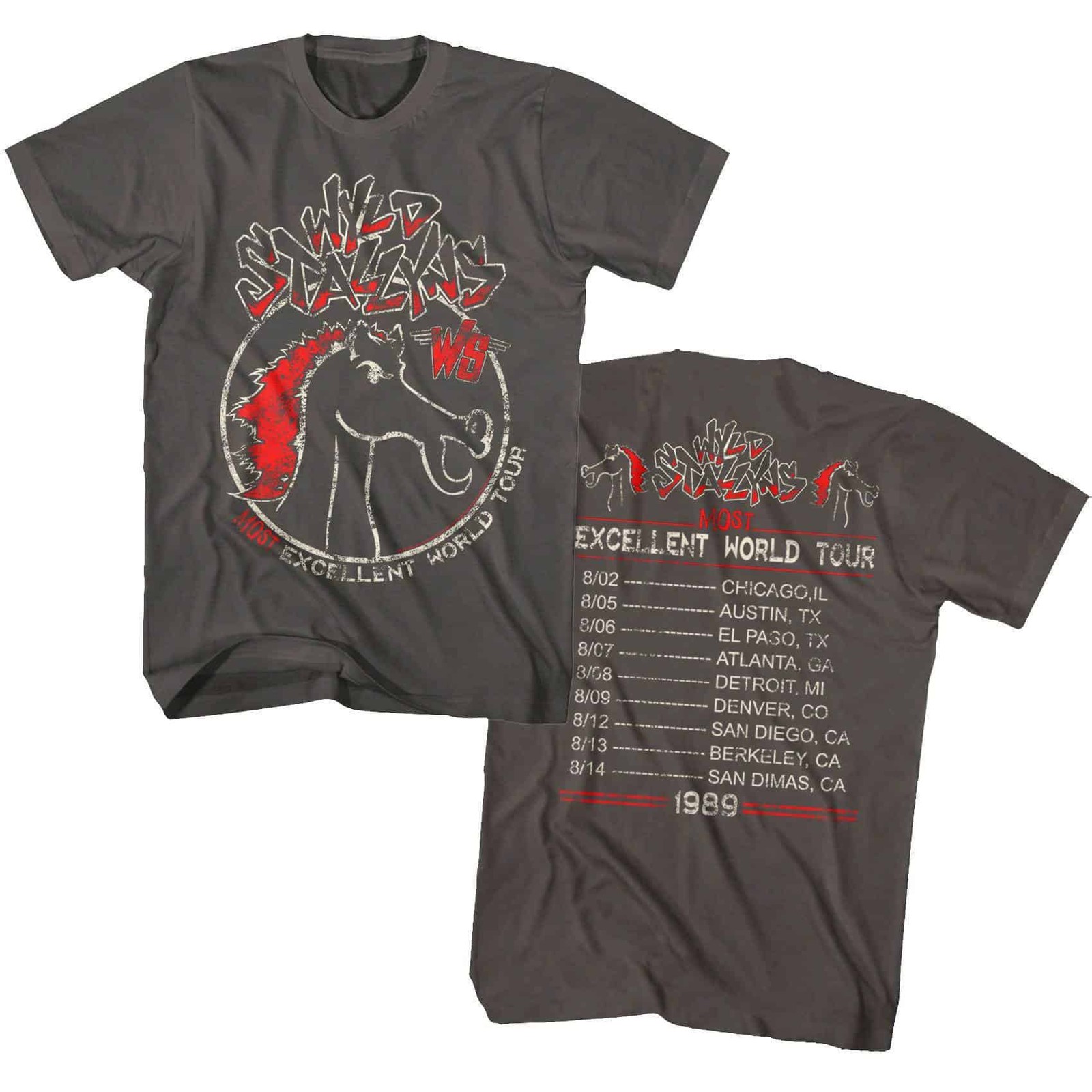 Bill & Ted Wyld Stallyns Most Excellent World Tour 1989 Men’s T Shirt Rock Merch
