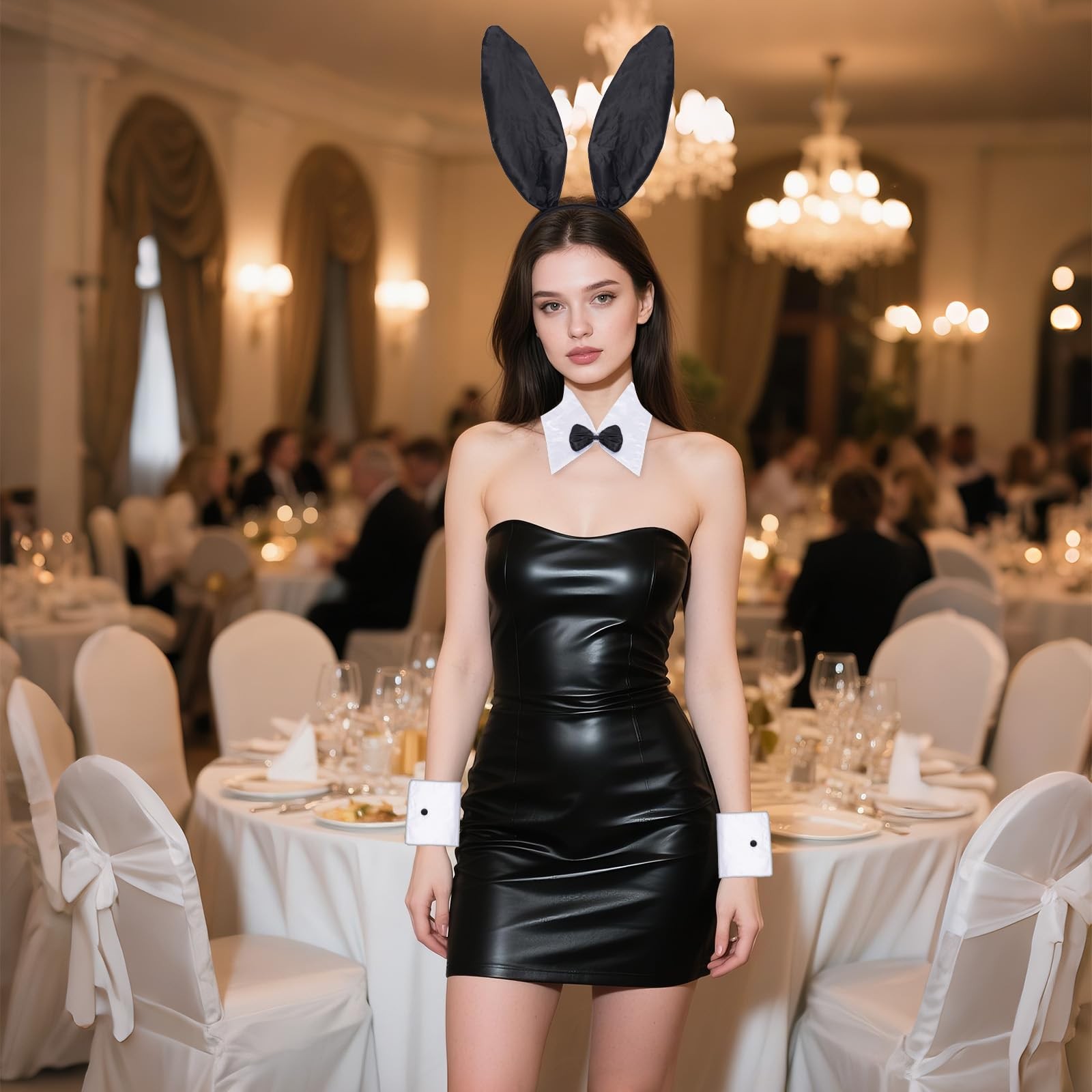 Bunny Costume Set for women Rabbit Ear Headband Tail Bow Tie Rabbit Accessory…