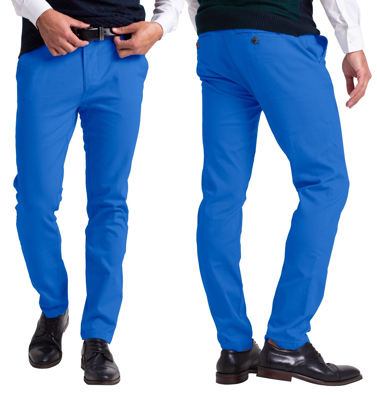 Mens Chino Slim Fit Workwear Casual Comfort Stretch Cotton Flat Front Full Pants