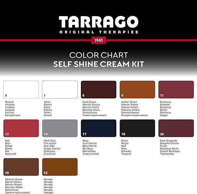 Tarrago Shoe Shine Cream Self Liquid Polish Kit Leather 50 ml jar (1.76oz) BLACK