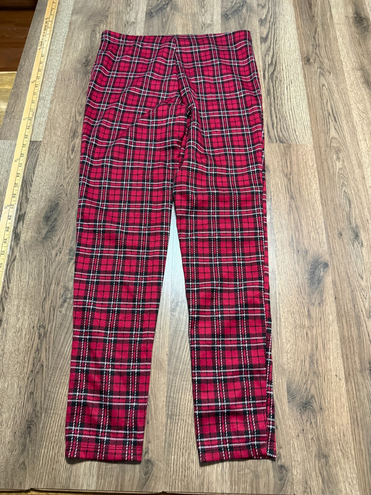 Forever 21 Pants Women’s Size Large Red Black White Plaid Straight